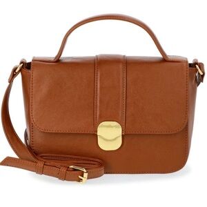 Time and Tru Vida Crossbody Faux Leather Handbag in Brown Oak